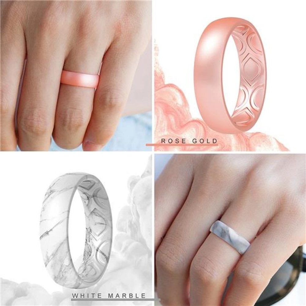 Breathable Air Grooves Silicone Wedding Ring for Women (5.5mm)